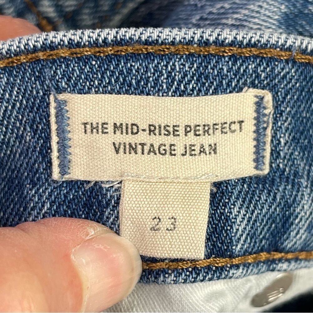 Madewell Perfect Vintage Jeans Women's 23 Blue Straight Mid-Rise Distressed - Picture 6 of 12